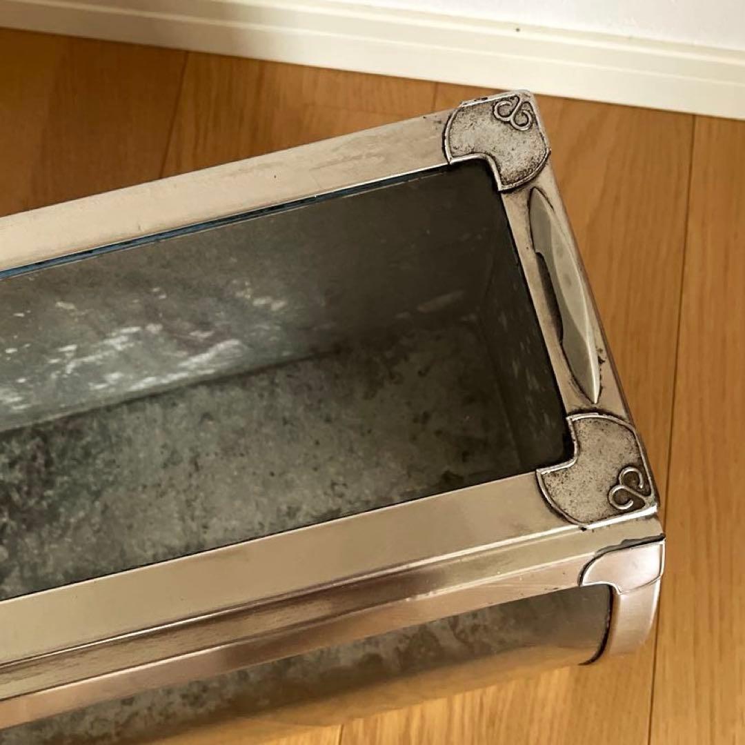 古道具 昭和レトロ ブリキ ショーケース 全面Rガラス ディスプレイ