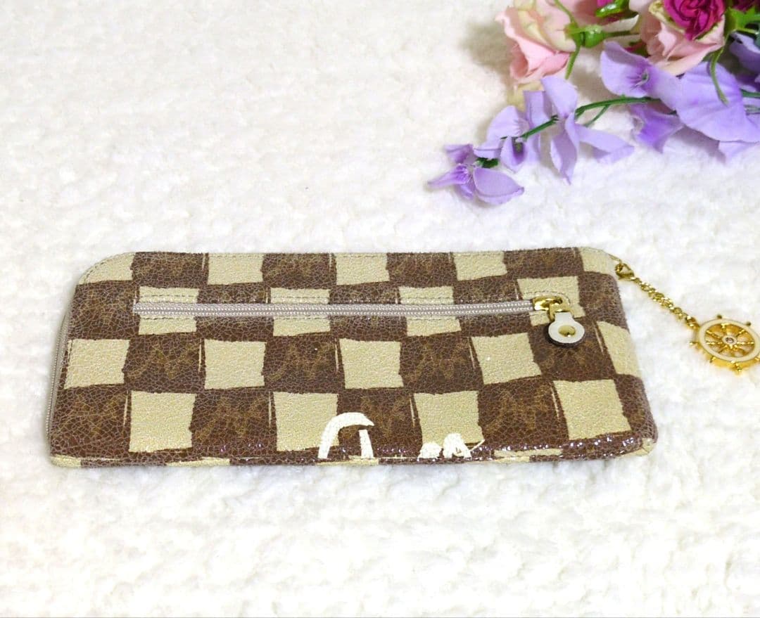 atao アタオ limo 希少 市松模様 doodle（ドゥードル柄）長財布