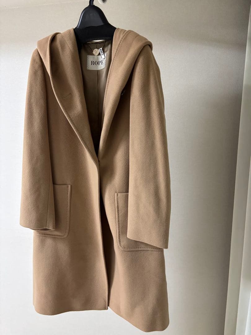 ROPE フード付きロングコート 38 カシミヤ混 オリジナル