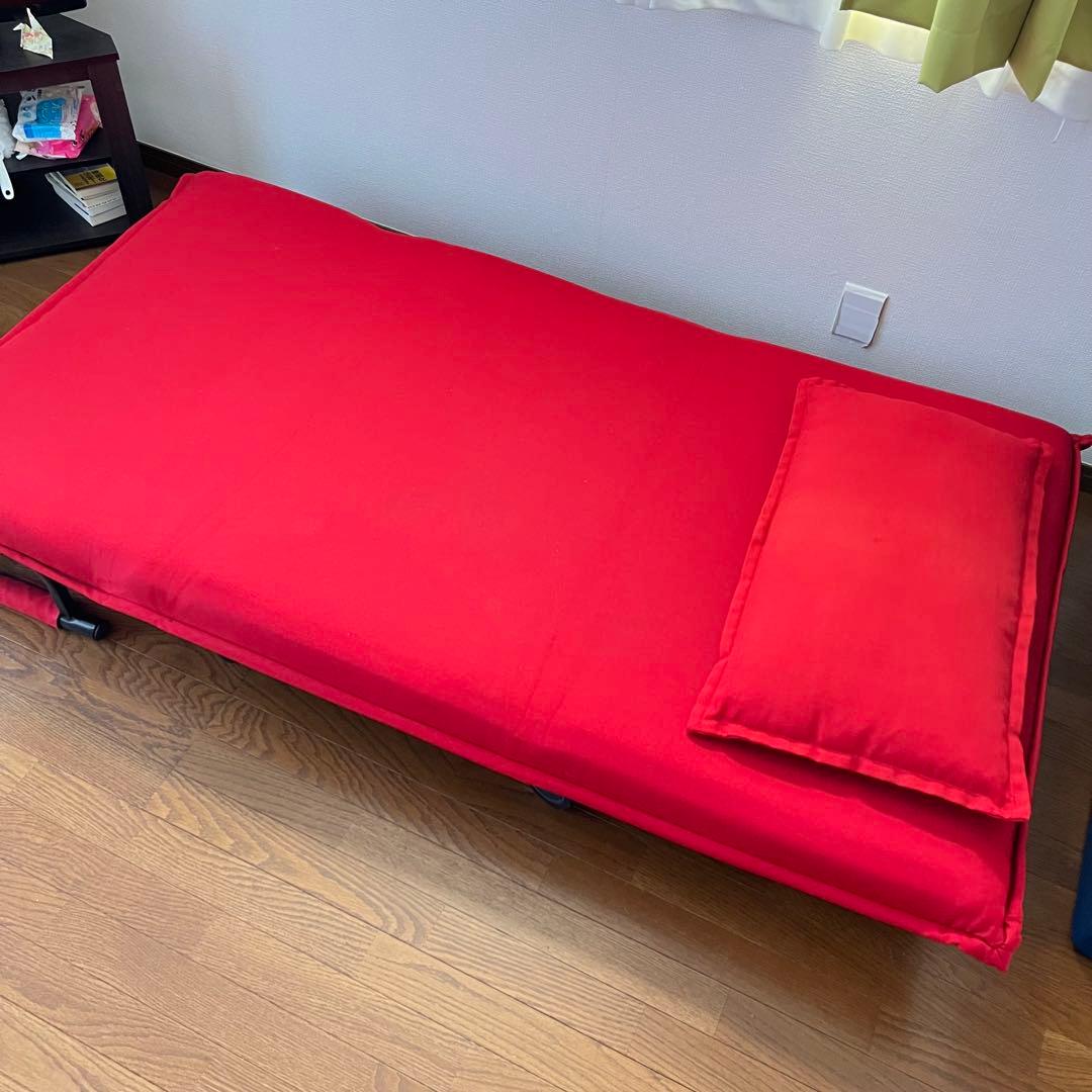 藤井家具 ビータアクティブ ソファベッド レッド 赤 キャスター付