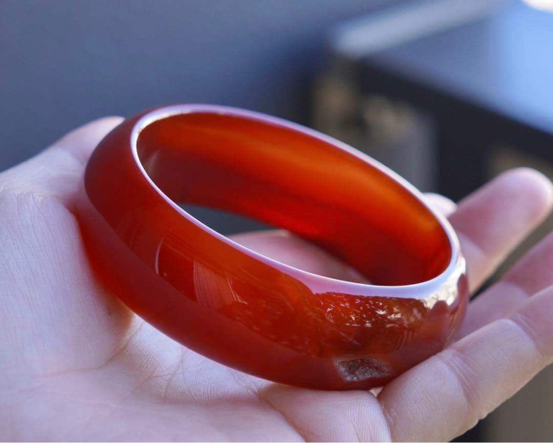 ❄メノウ カルセドニー 玉髄 バングル 腕輪 新品 0058