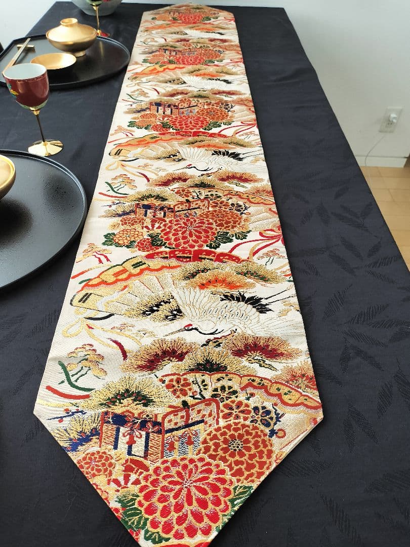 A836豪華刺繍‼️花嫁衣装帯‼️テーブルランナー1m79cm