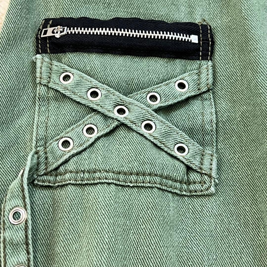 FUZUAA Y2K フレアカーゴパンツ L ギミック ジップ カーキ - メルカリ