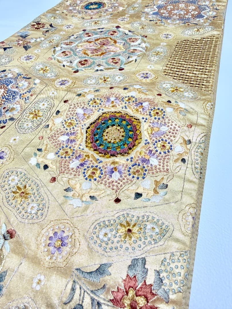 高級 袋帯 正絹 六通柄 汕頭刺繍 相良刺繍 蘇州刺繍 ゴールド 約120万