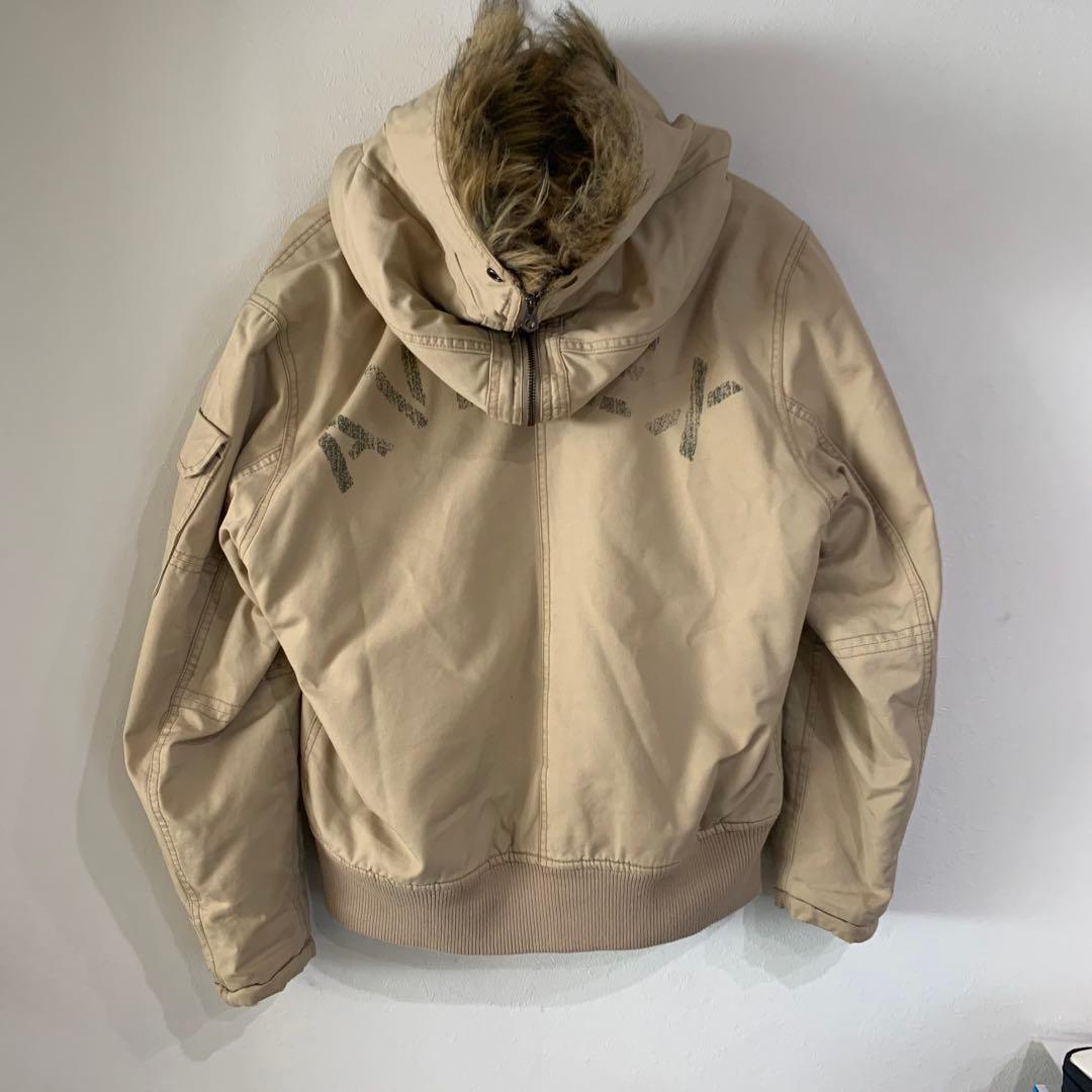 美品】AVIREX MA-1 ファーブルゾン 短丈 バックロゴ サンド色