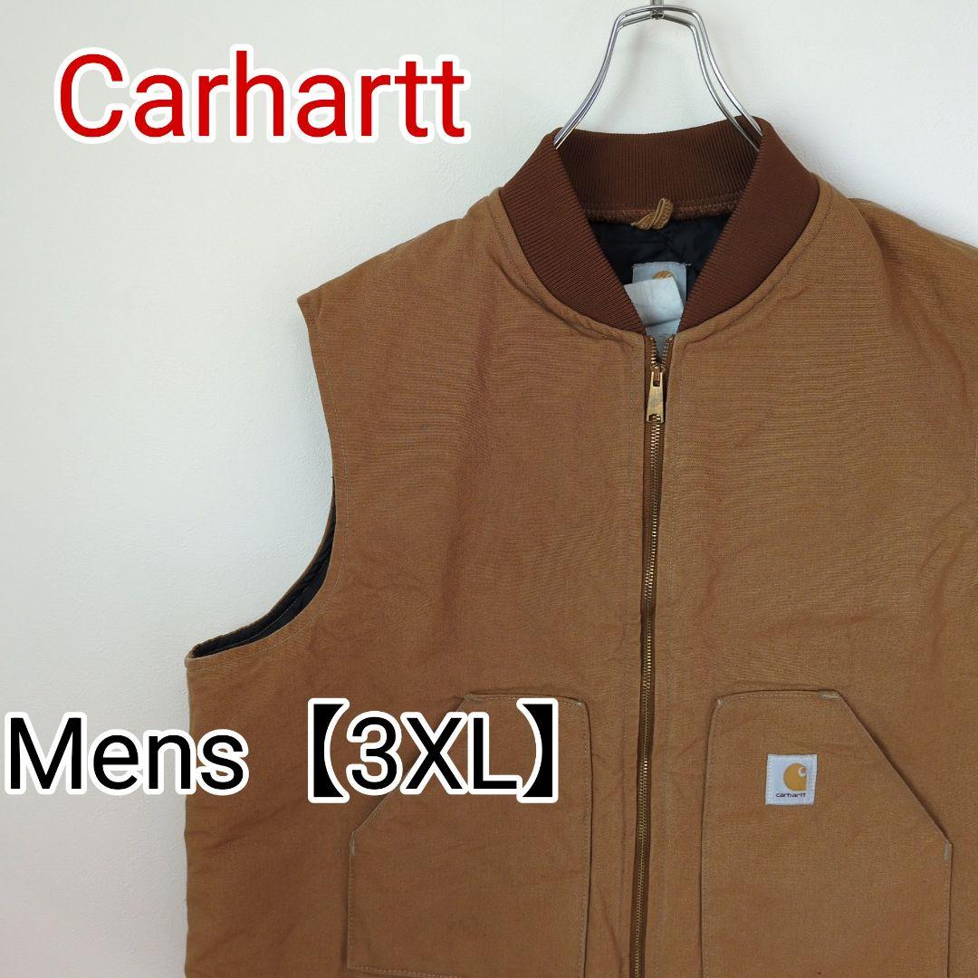 G1【US輸入】Carhartt　ベストジャケット【メンズ3XL相当】ベージュ 90s カーハート USA製 ヴィンテージ ダックベスト ベージュ フェード