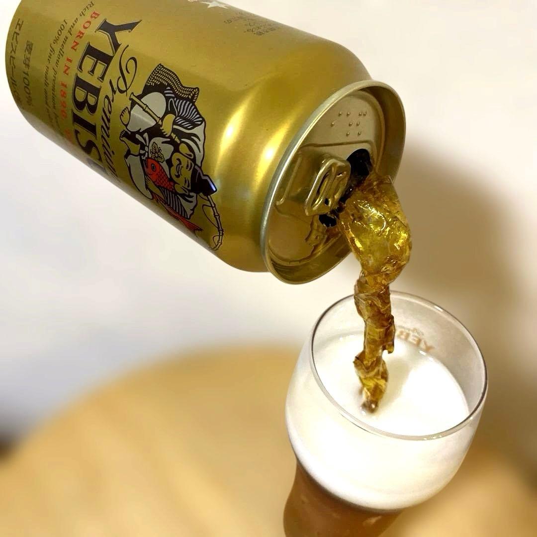 あ*き様 食品サンプル ビール エビス ビール缶 グラス 実寸サイズ