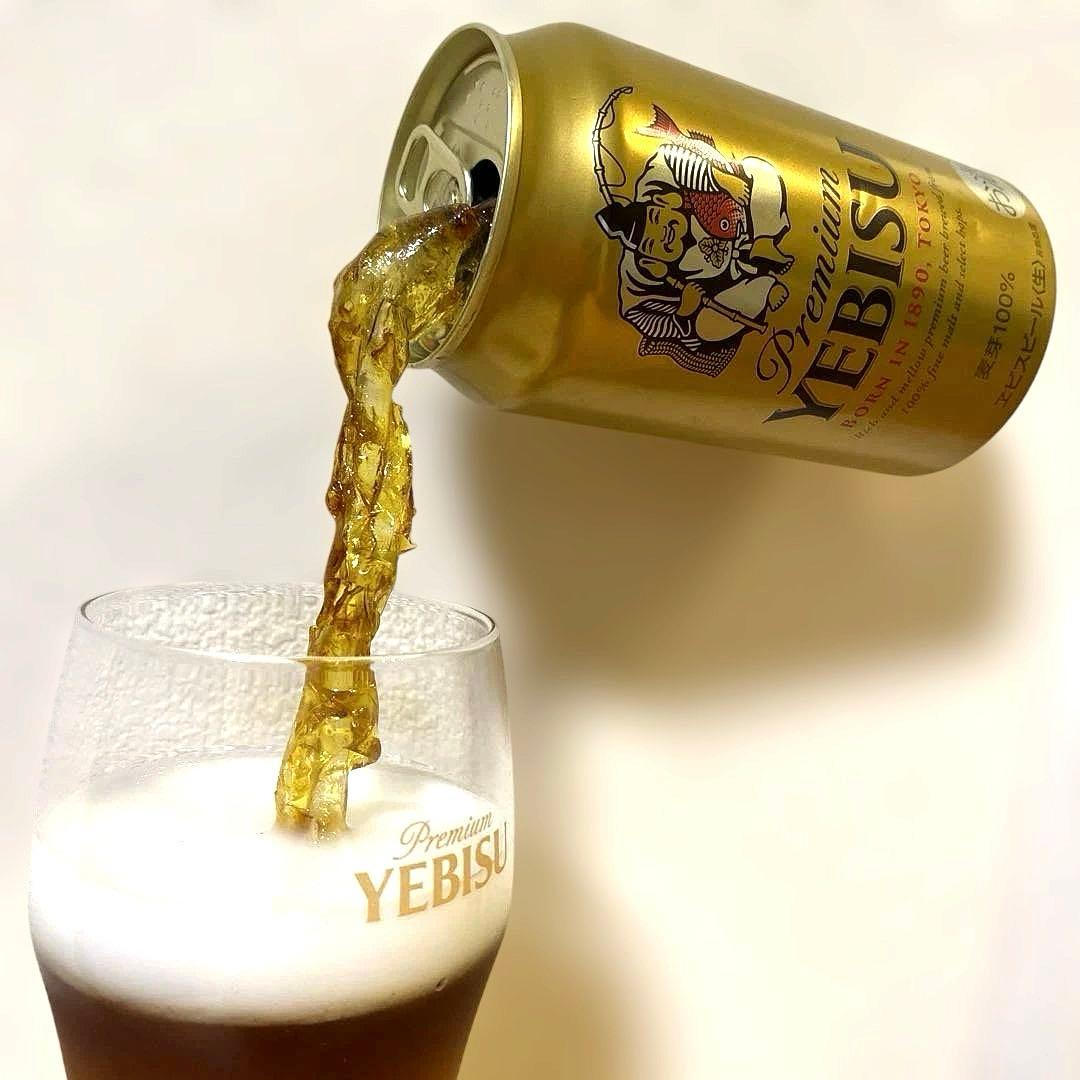 あ*き様 食品サンプル ビール エビス ビール缶 グラス 実寸サイズ
