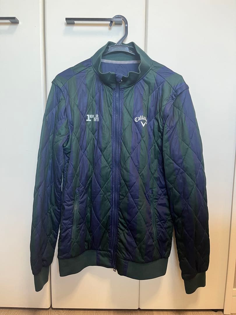 Callaway キルティングジャケット グリーン×ネイビー Callaway】キャロウェイ キルティングジャケット ワンポイントロゴ