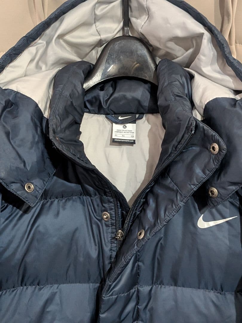 NIKE ナイキ ダウン ロング ベンチコート XL ネイビー ウォーマー