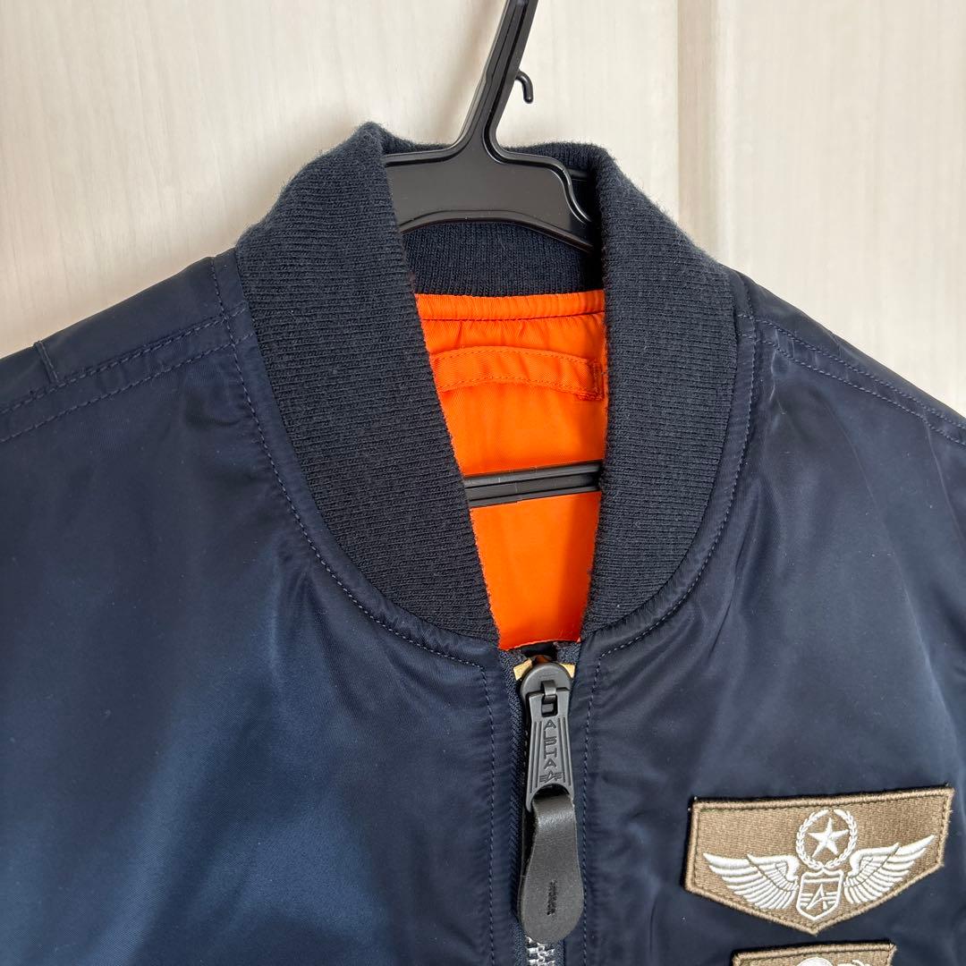 ALPHA MA-1 フライトジャケット 刺繍 ネイビー 短丈59th FTR