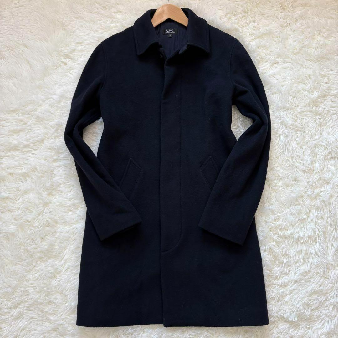 A.P.C. ステンカラーコート ウールカシミヤ XS ネイビー