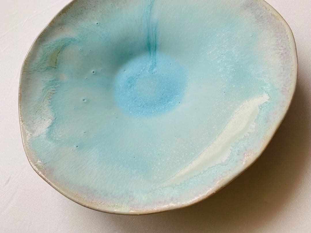 池田優子さん　エメラルドグリーンのゆらゆら皿　20センチプレート　新品