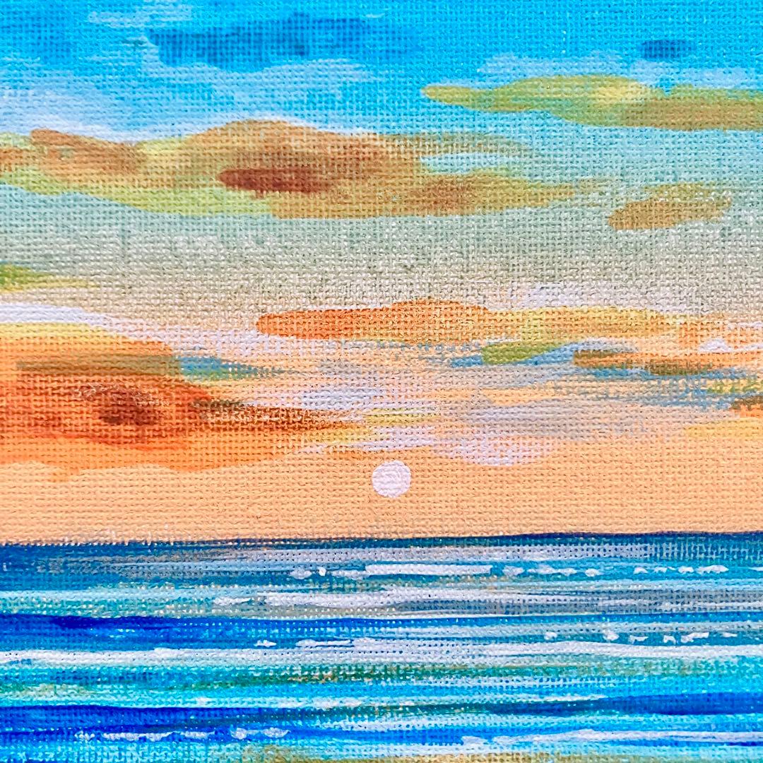 sunset＊4号キャンバス 絵画 原画 風景画 海 空 夕日 ハワイ 沖縄