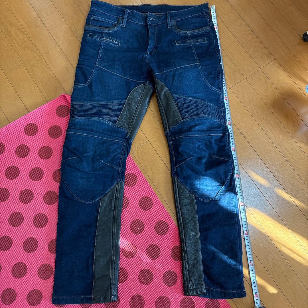 DEGNER✦デグナーデニム×レザーパンツヒートガード付きライディングパンツXL DEGNER（デグナー） バイク用パンツ デニム 本革ヒートガード付き