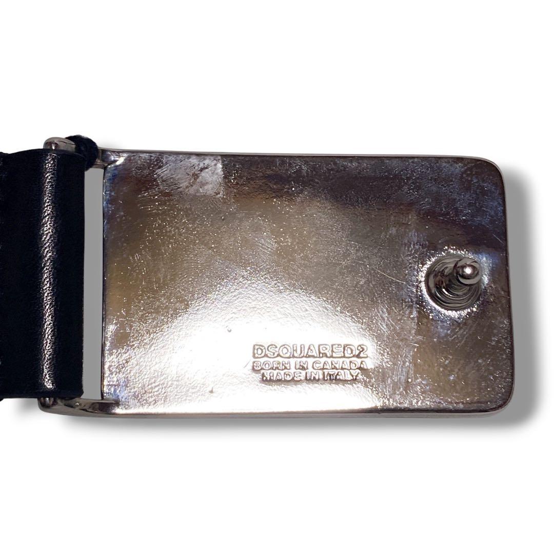 ディースクエアード 良品 タグ付き イタリア製 スクエアロゴバックル