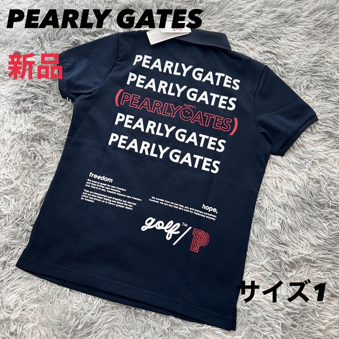 新品　パーリーゲイツ　PEARLY GATES 半袖ポロシャツ　ネイビー　1 サイズ：5 PEARLY GATES パーリーゲイツ 2024年モデル 半袖ポロシャツ
