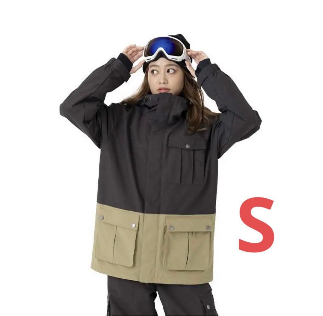 新品　OP スノーウェア ★ジャケットのみ★ Sサイズ　黒／カーキ ポンタぺス（PONTAPES） スキーウェア ジャケット メンズ レディース