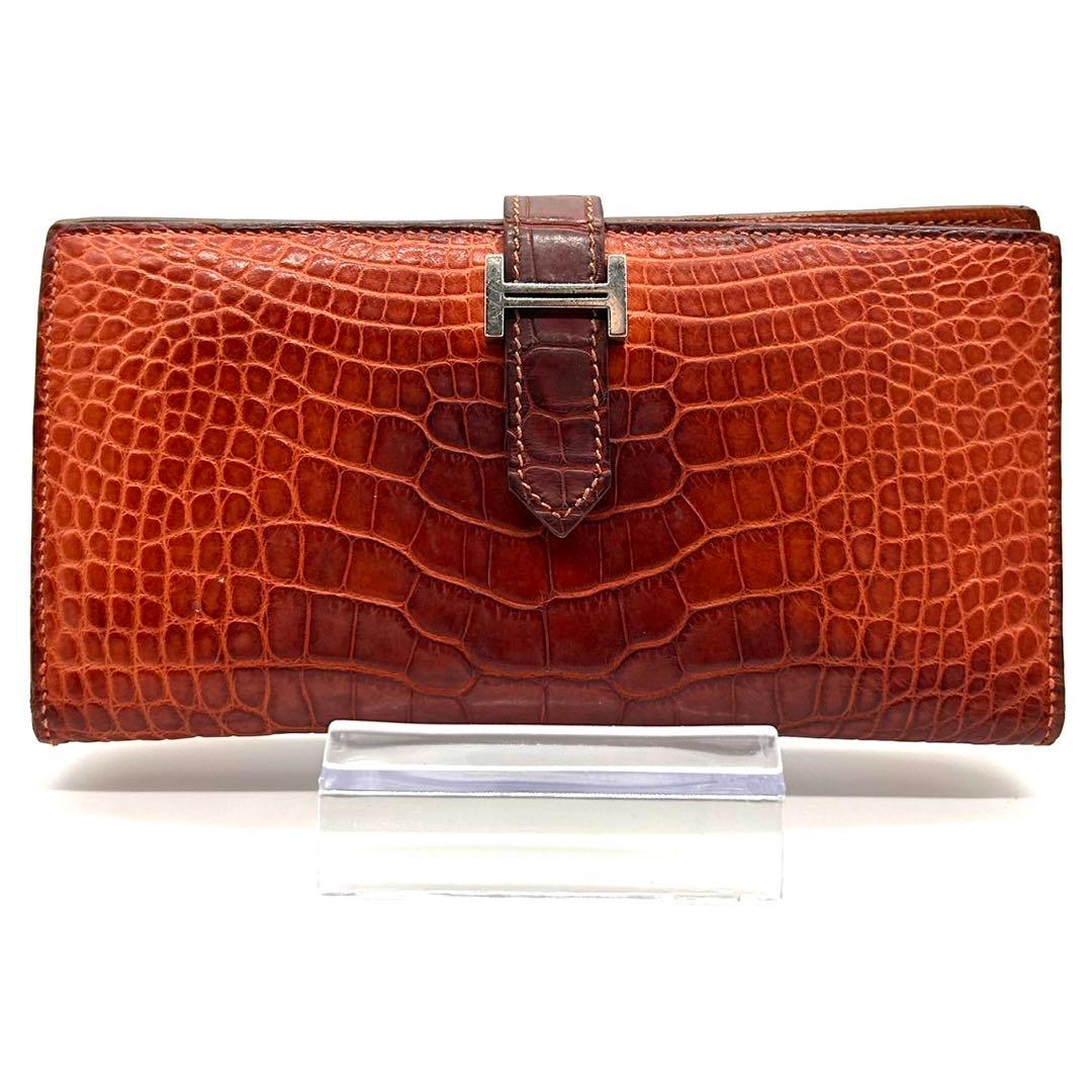 エルメス べアンスフレ アリゲーター 長財布 H金具