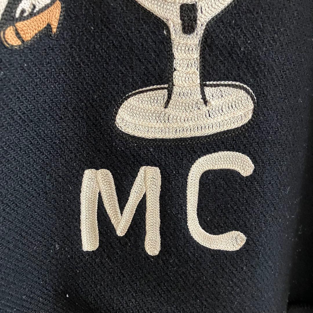 ジェラード 50's復刻 \"SINNERS\" チェーン刺繍 本革袖スタジャン 黒