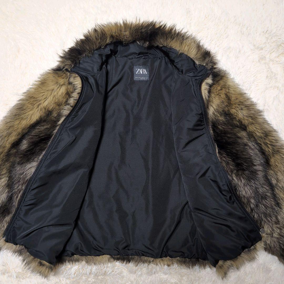 希少 ZARA フェイクファーボンバージャケット ファーブルゾン メンズL