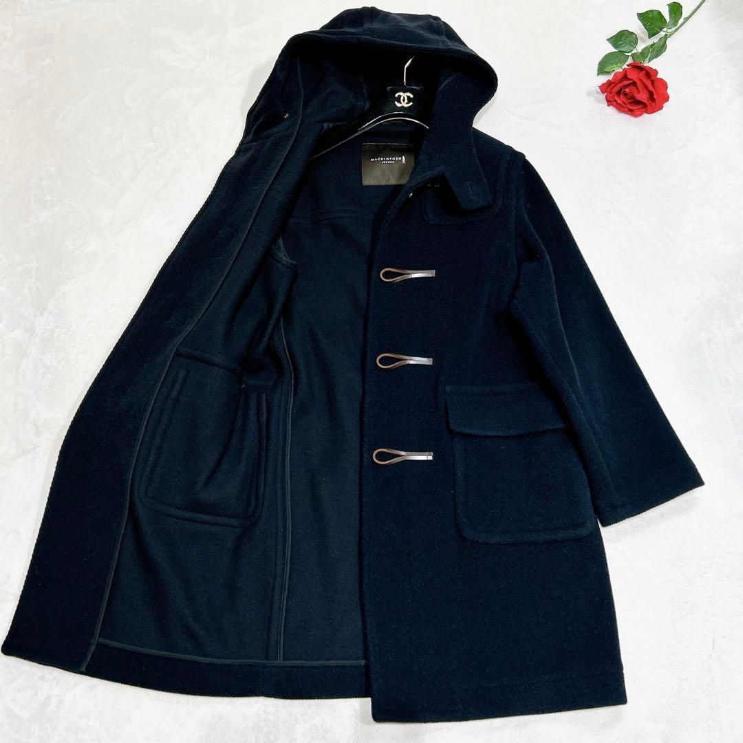 マッキントッシュダッフルコートヘリンボーンネイビーウールメンズ38