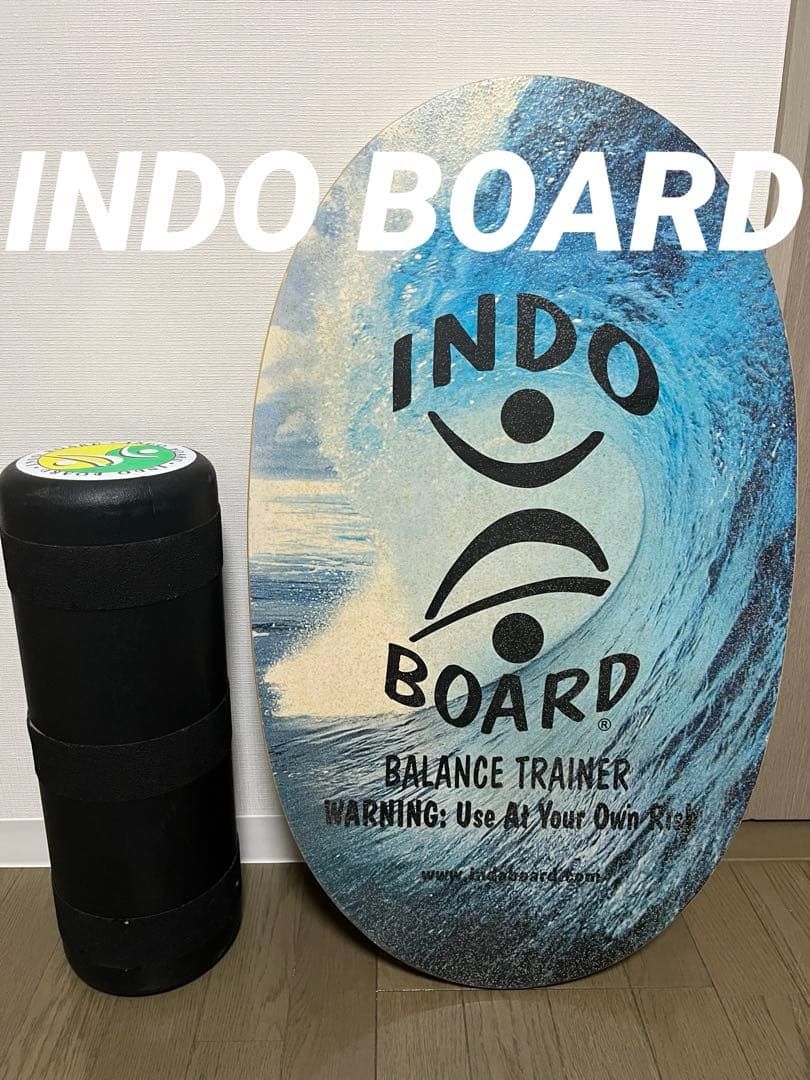 INDO BOARD バランスボード 木製 波デザイン 付属ローラー付き