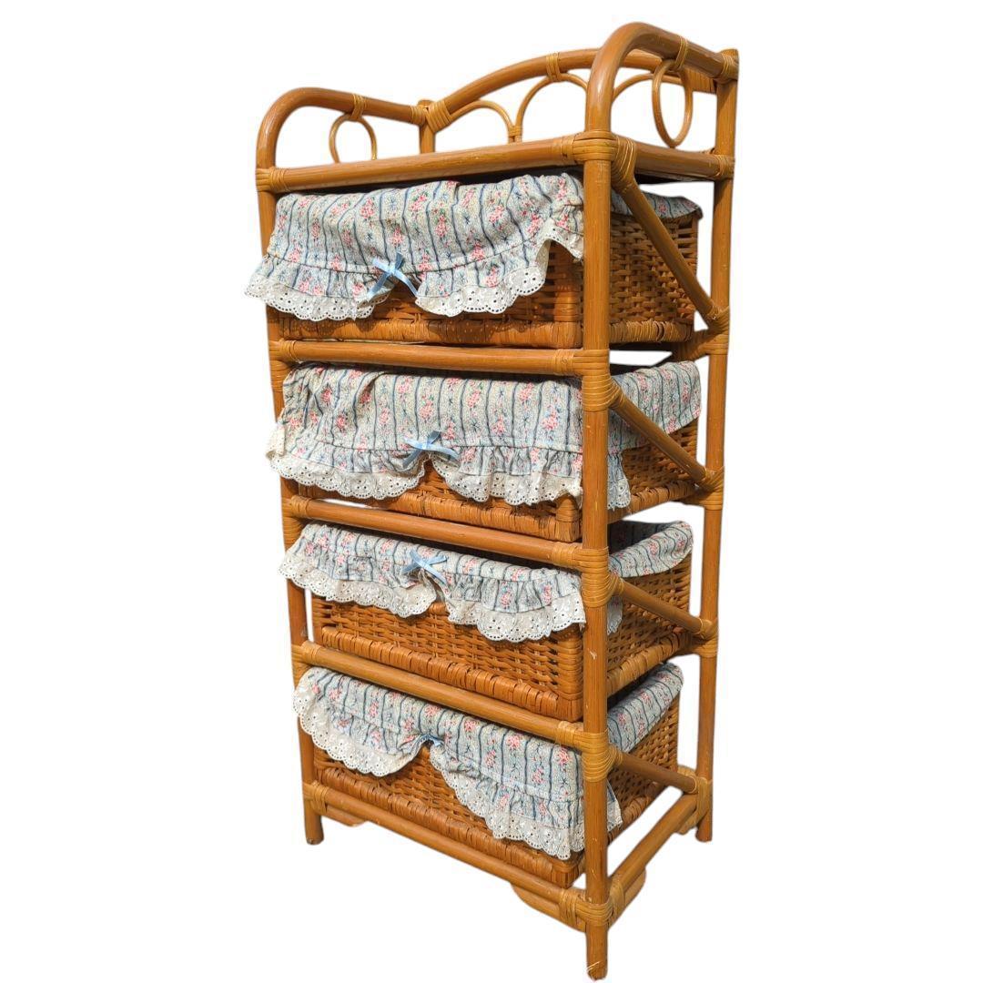 籐 ラタン チェスト4段 インテリア 昭和レトロ 箪笥 新製品】籐・ラタンの4段チェスト/W60×D40×H88/KZR-926