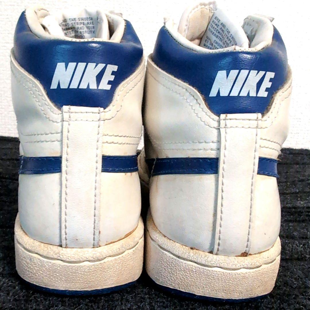 es17 Nike スニーカー ハイ 86年製 ヴィンテージ レザー 白×青 レディース