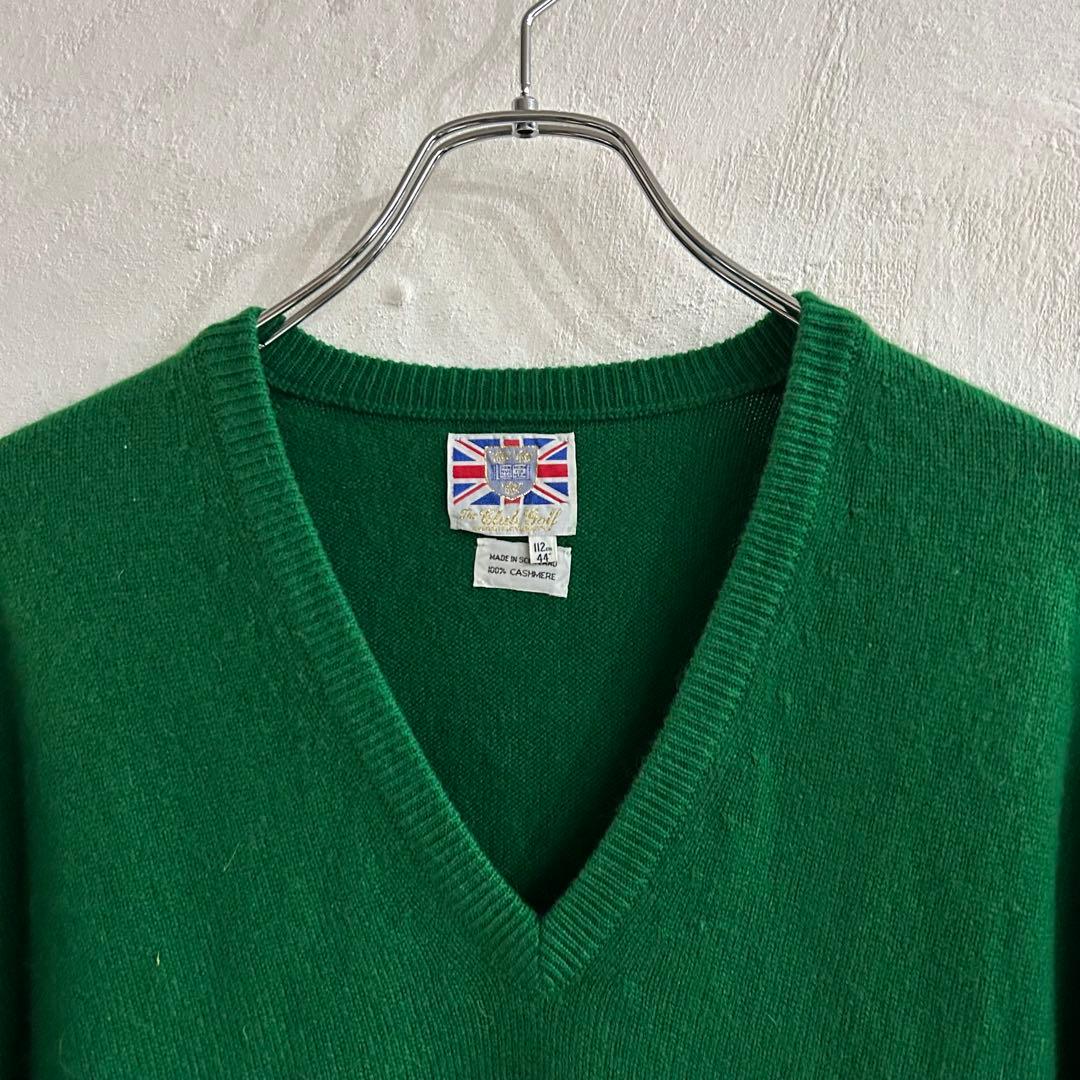 スコットランド製 The club golf カシミヤ Vネックニット グリーン