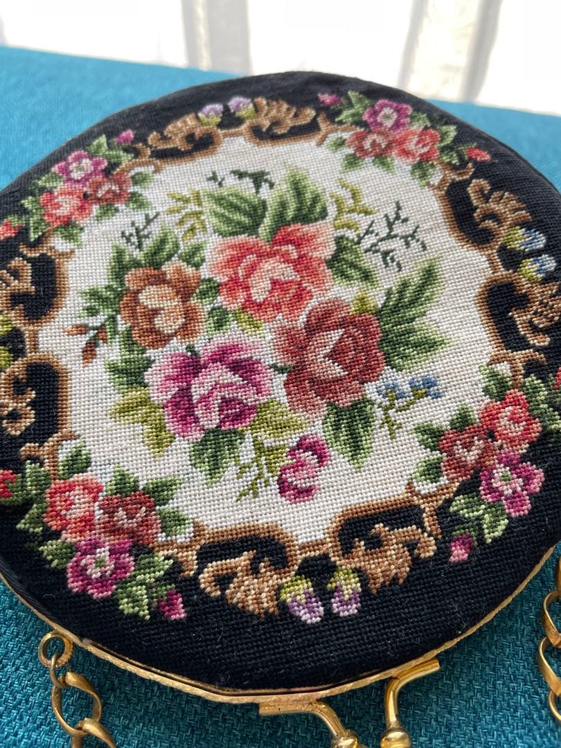 プチポワン ラウンド型 バッグ お花 アンティーク 良品 希少 - メルカリ