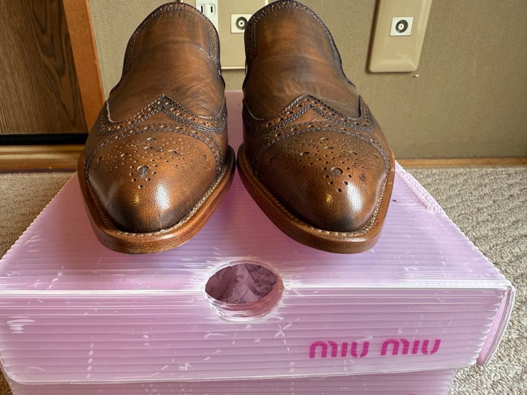 miu miu ブラウンレザーウィングチップ 39.5
