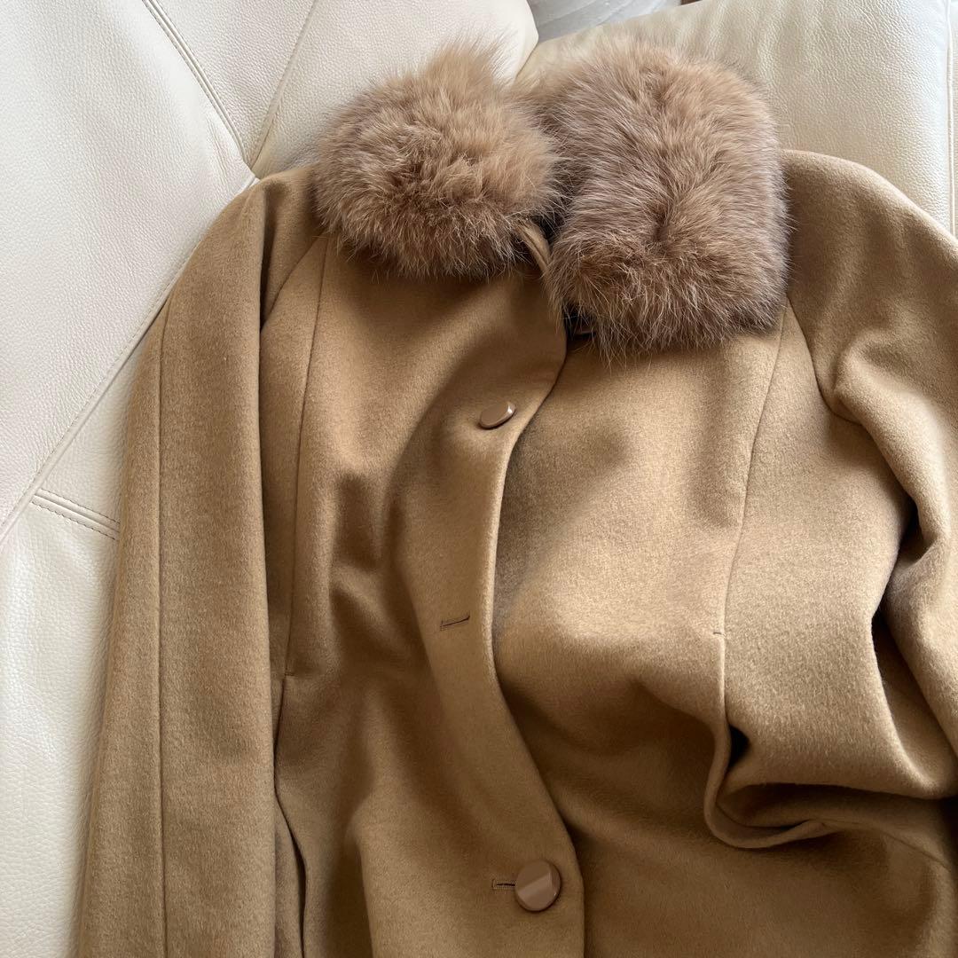 カシミヤ100% SAGAブルーフォックスファー銀タグ フジコウ ゆったりサイズ