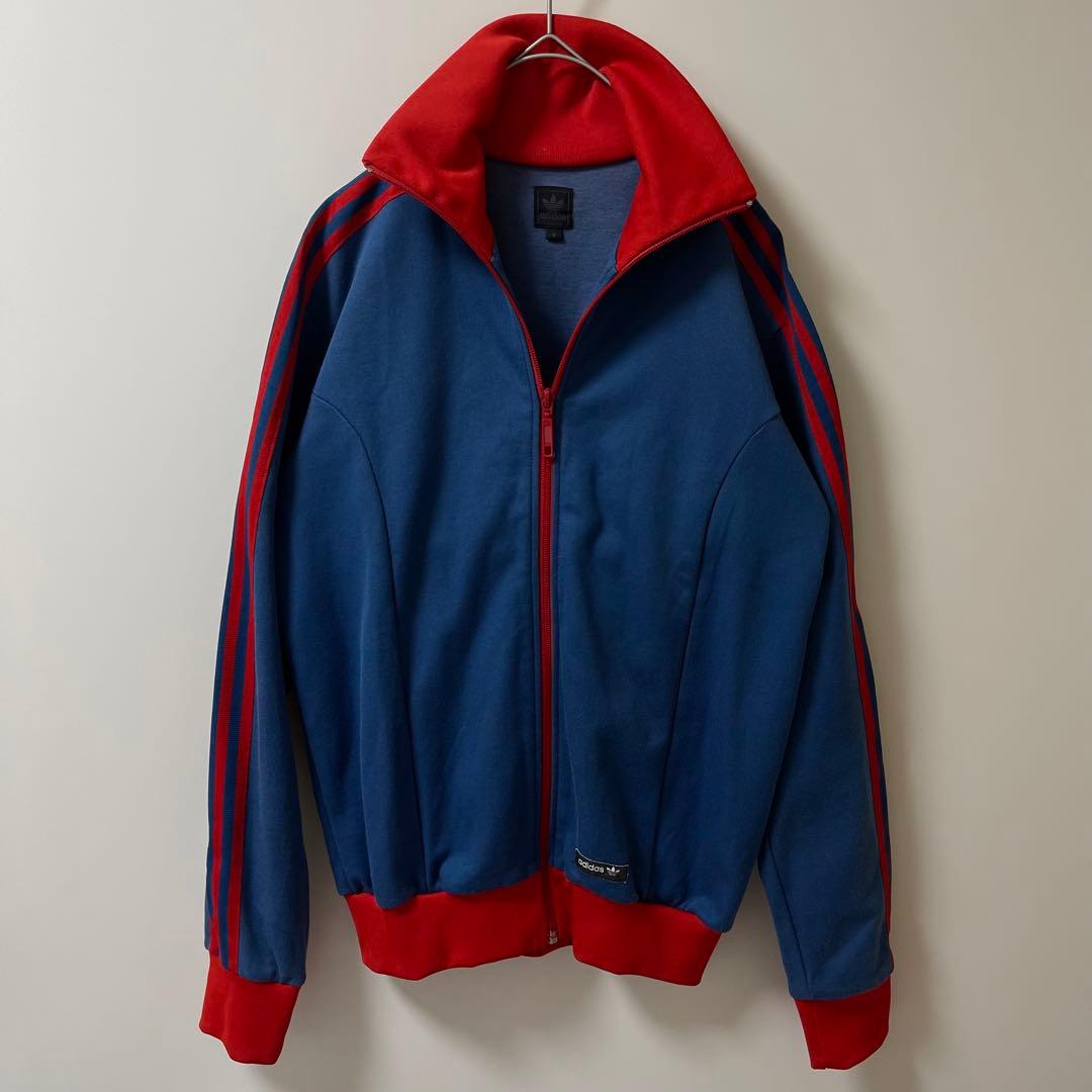 美品00s】アディダス刺繍トラックジャケット古着ジャージトップ紺青