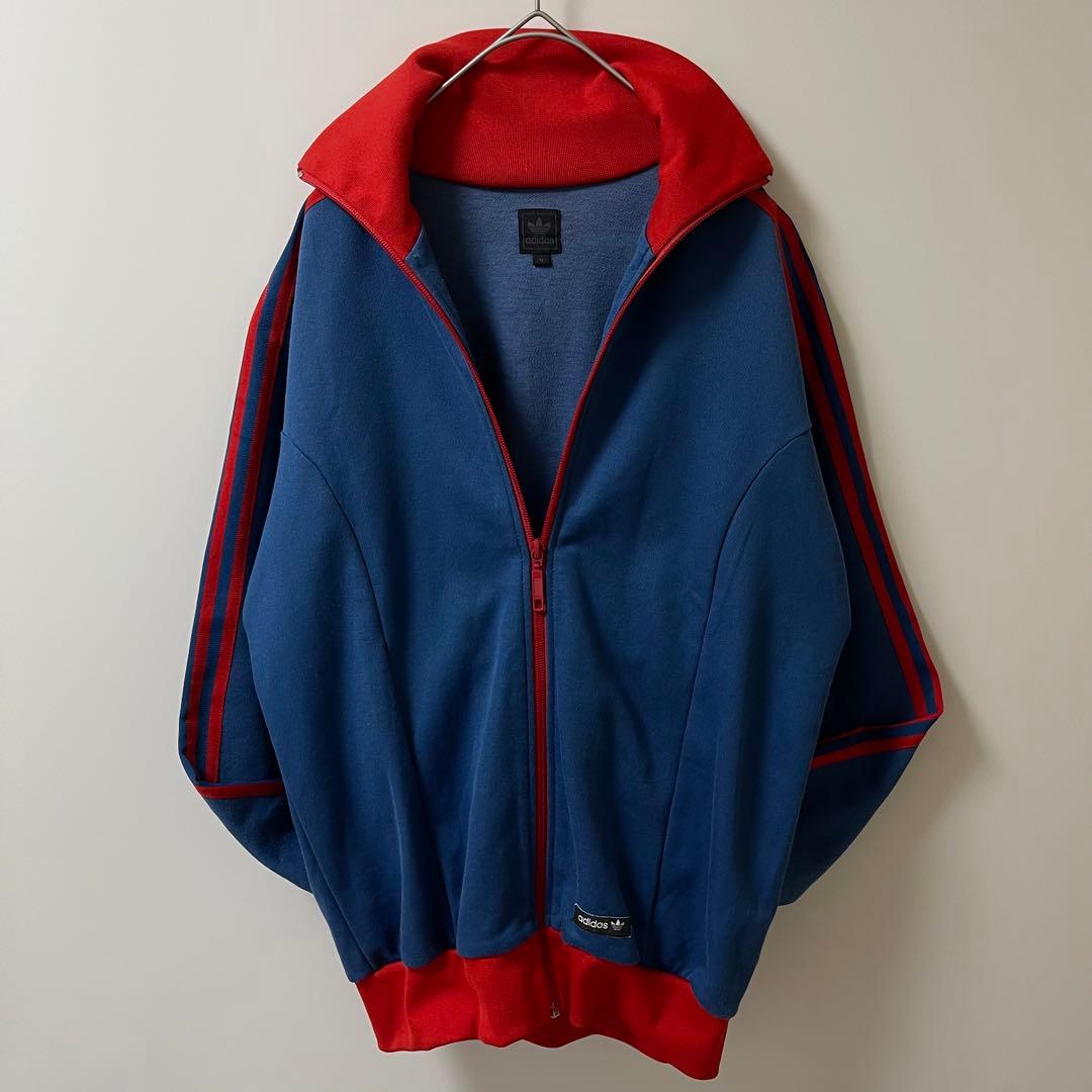 美品00s】アディダス刺繍トラックジャケット古着ジャージトップ紺青