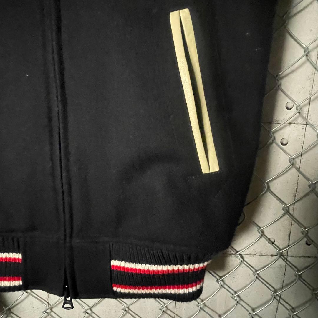 DUFFER スタジャン 本革 ジップアップ 襟付 リブライン くるみボタン M