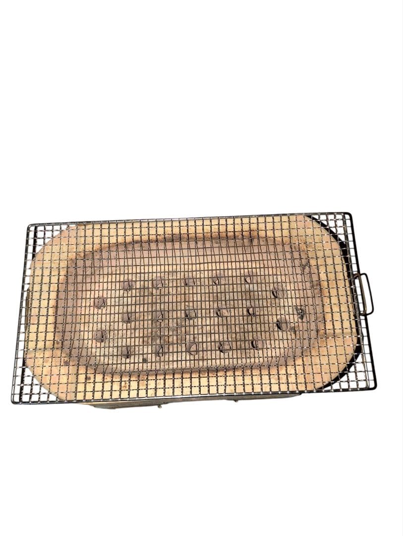 丸和工業製◎天然切出コンロ◎大判七輪/角形/網1枚付