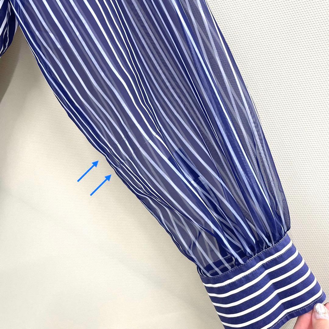 HYKE ハイク STRIPED SHEER SLEEVE SHIRT