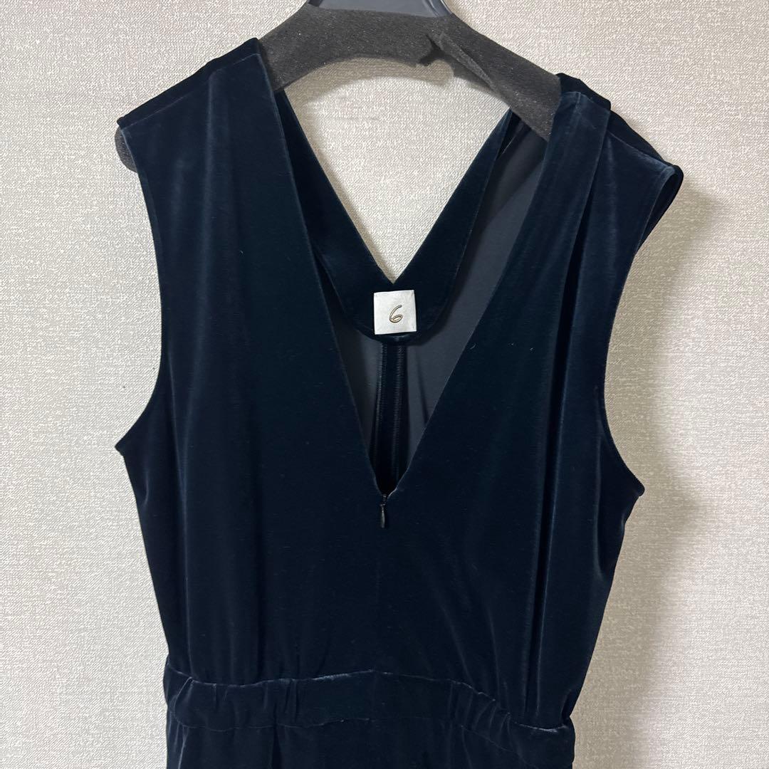 6(ROKU)＞ベロア Vネック オールインワン