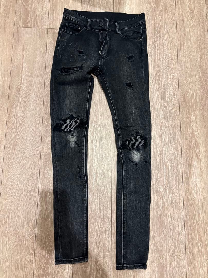 mnml ダメージ加工 ブラックデニムパンツ 30