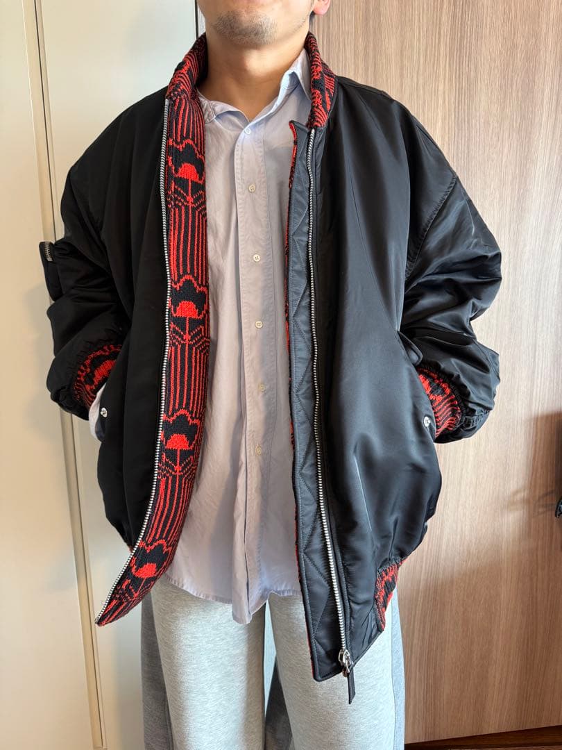 定80万 極美品プラダ ラフシモンズ MA-1オーバーサイズ ボンバー