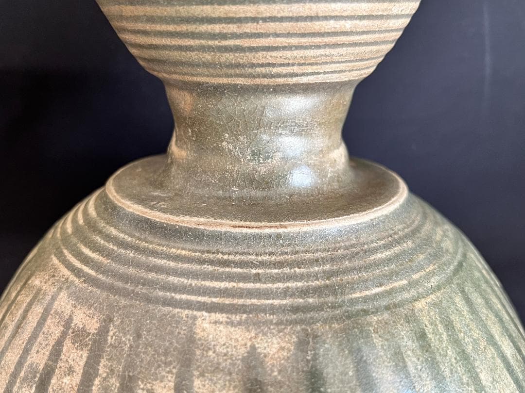 海】タイ古陶磁 博物館級青磁鉢 スンコロク 宋胡録 骨董品 時代品