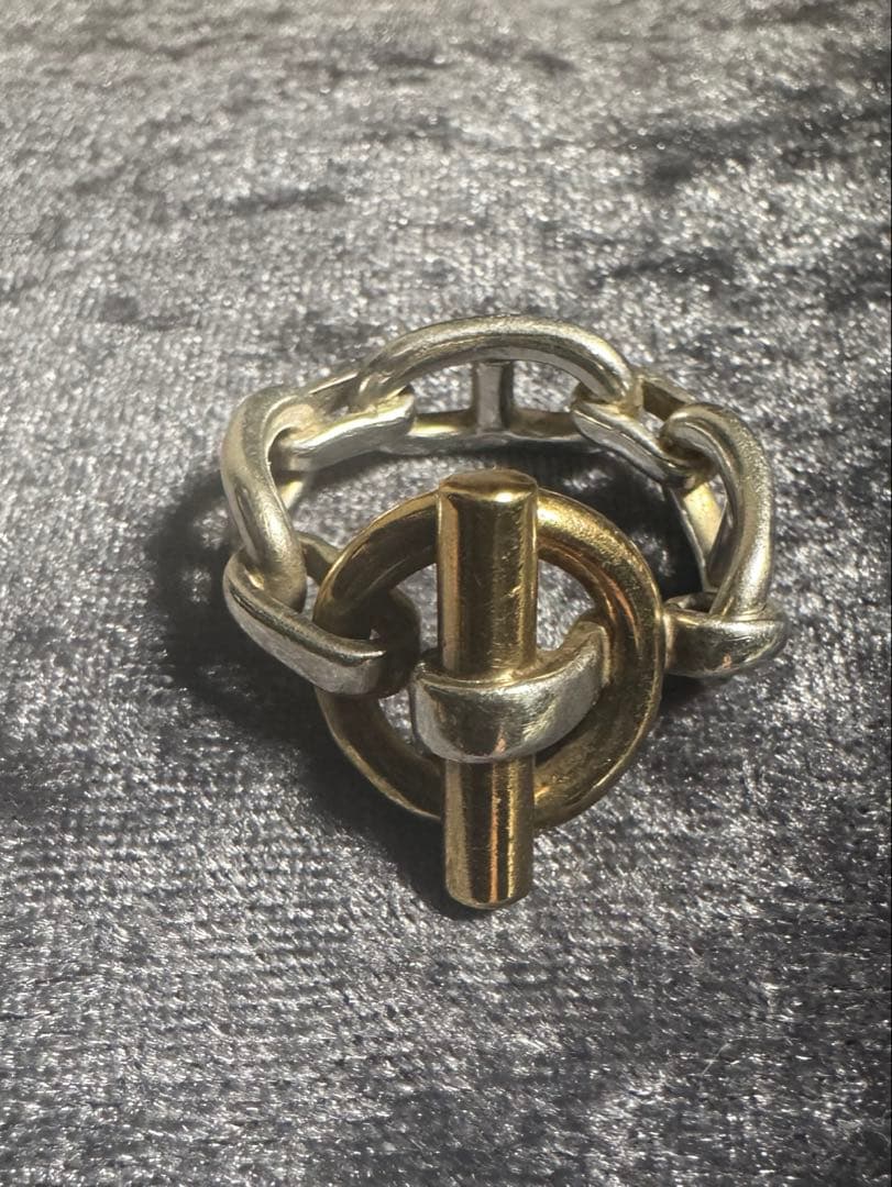 HERMES シェーヌダンクル　18Kコンビリング ヴィンテージ HERMES - □美品□ エルメス シェーヌダンクル リング 指輪 コンビ K18