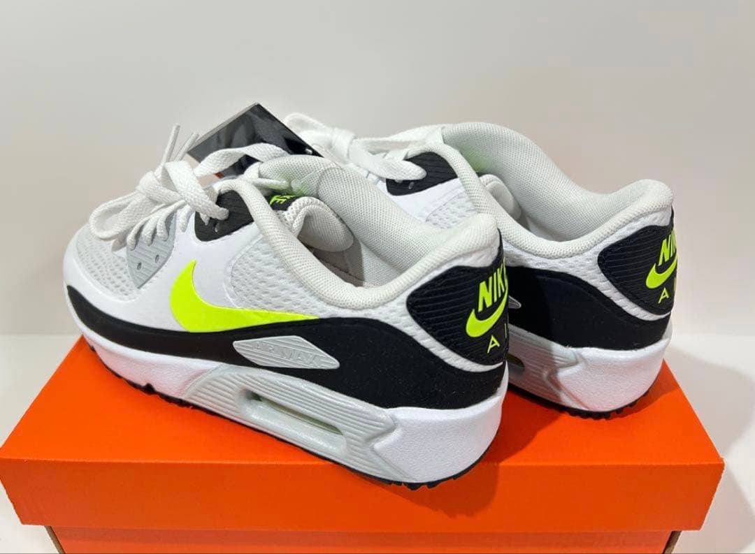 【新品】27.5cm NIKE エアマックス90ゴルフ ホワイト/ホットライム