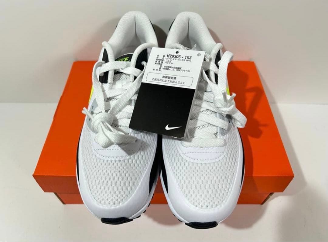 【新品】27.5cm NIKE エアマックス90ゴルフ ホワイト/ホットライム