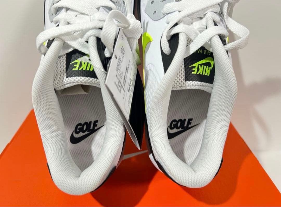 【新品】27.5cm NIKE エアマックス90ゴルフ ホワイト/ホットライム