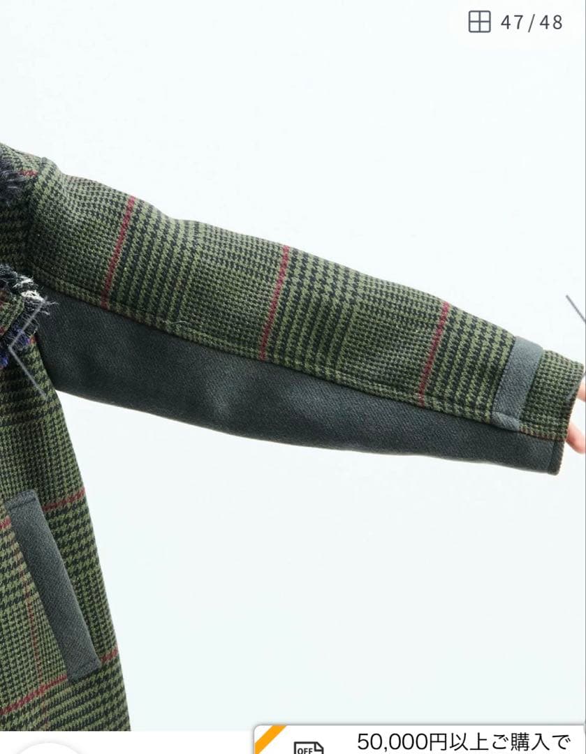 新着ファッション - 新品AULAAILA パッチワークボアチェックフリンジ