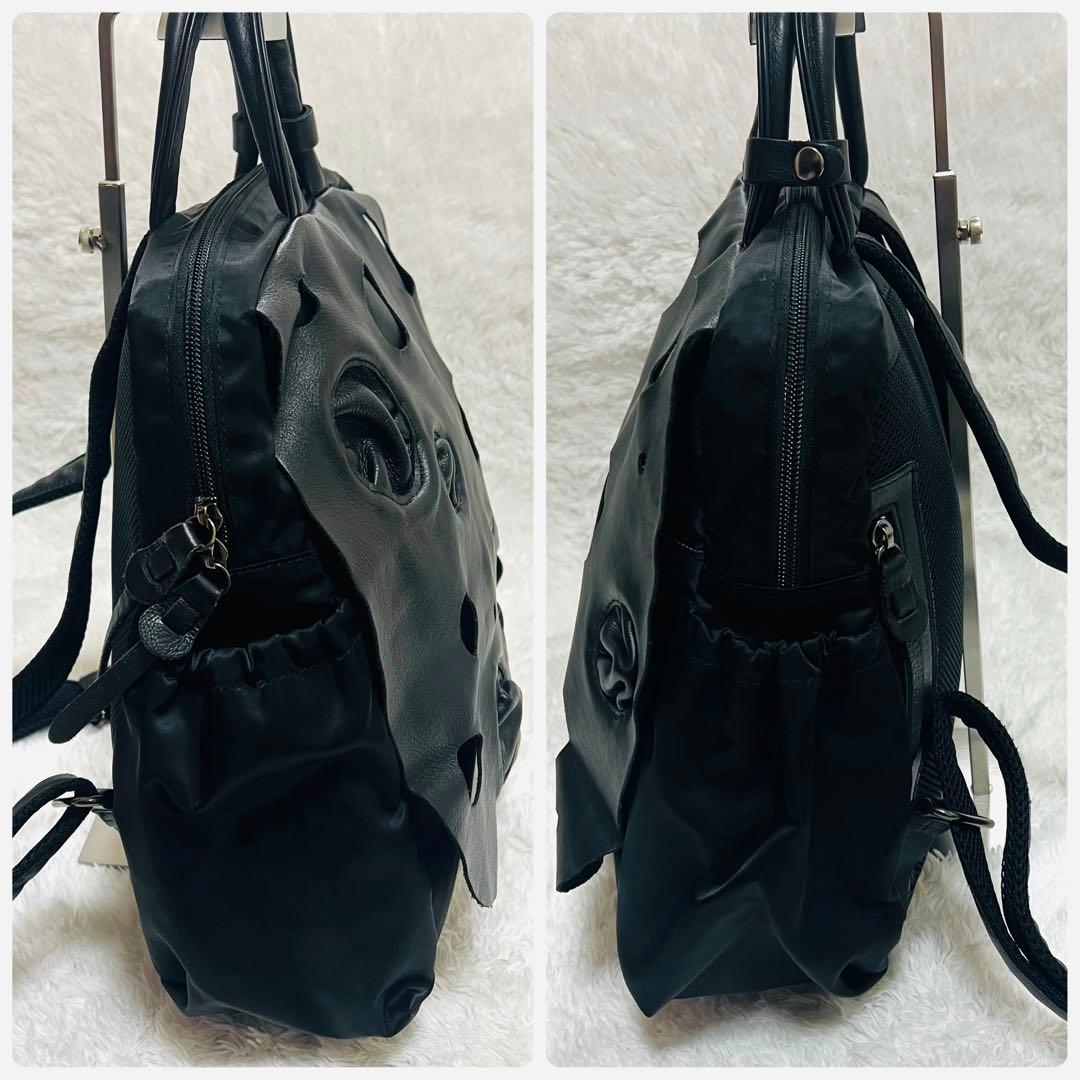 慈雨 日本製 レザー×ナイロン 2WAY リュック ハンドバッグ