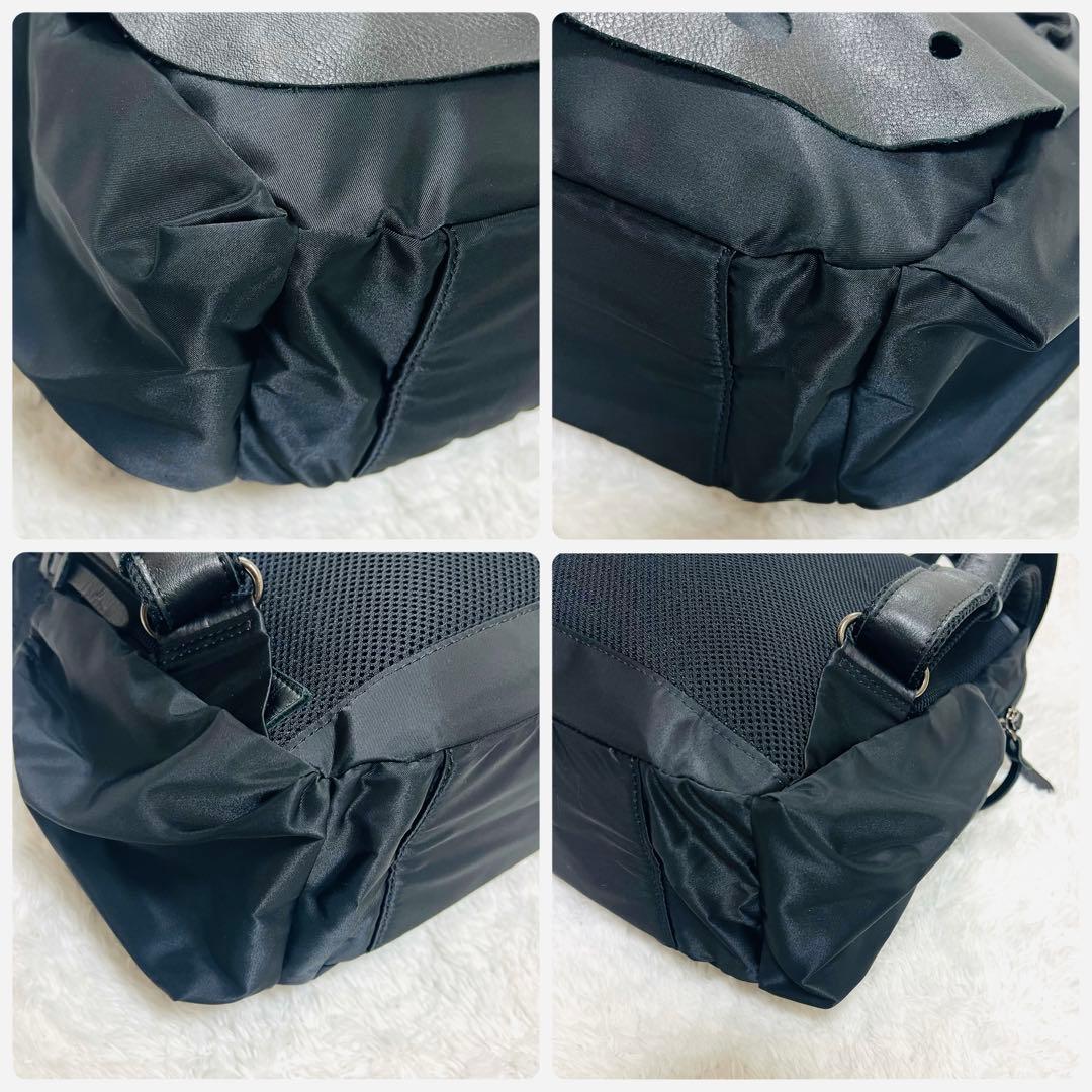 慈雨 日本製 レザー×ナイロン 2WAY リュック ハンドバッグ
