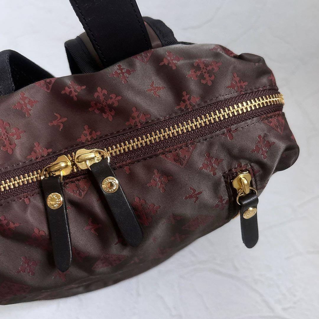 《美品》russet スクエアリュックサック モノグラム 大容量 A4 ブラウン